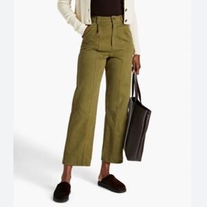 Sandro Paris Sahara Cotton Green Highwaisted Cropped Pant Size 36/US 4